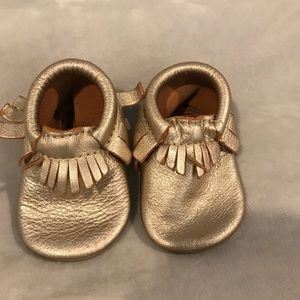 Gold freshly picked leather moccasins
